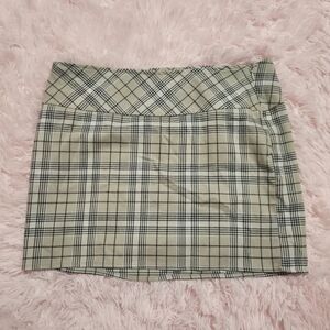 Ardene Beige Plaid Mini Skirt with Black Check